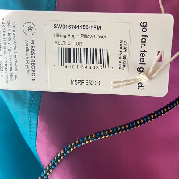 🔖 SMARTWOOL Hiking bag + Pillow Cover Multi Color $50 - Picture 6 of 8